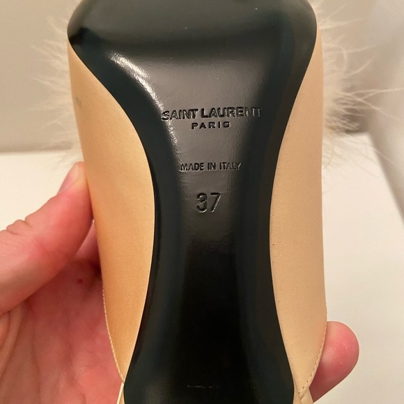Saint Laurent MAE MULES IN CREPE SATIN WITH FEATHERS sz 7 - Picture 6 of 9